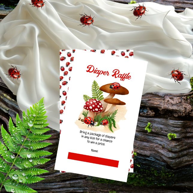 A Cute Little Ladybug Baby Shower Diaper Raffle Enclosure Card (A Cute Little Ladybug Girl Baby Shower "Diaper Raffle" Insert Card)