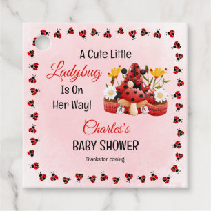 A Cute Little Ladybug Is On Her Way Baby Shower Favour Tags