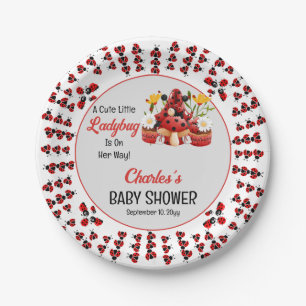 A Cute Little Ladybug Is On Her Way Baby Shower Paper Plate