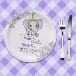 A Cute Little Peanut is Coming Baby Shower Girl Paper Plate