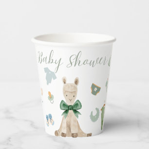 A Cute Llama Green Themed Baby Shower  Paper Cups