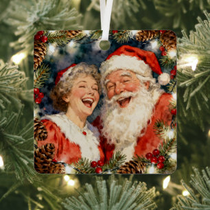 A Cute Mr and Mrs Claus Holiday Poem Personalized Metal Tree Decoration