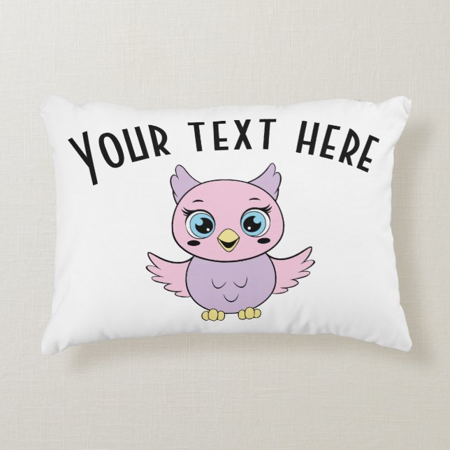 A cute owl design - add your own text decorative cushion (Front)