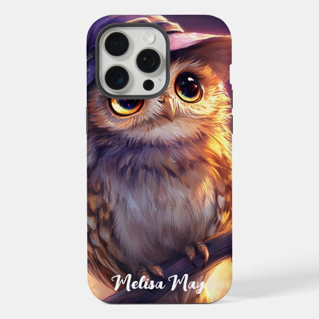 A Cute Owl Wearing a Witch Hat  iPhone Case (Back)