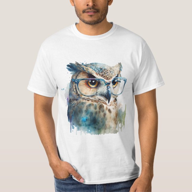 A Cute owl wearing glasses T-Shirt (Front)
