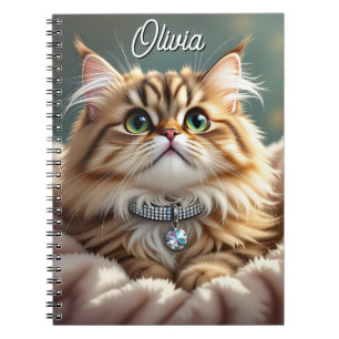 A Cute Personalized Fluffy Tabby Cat Notebook