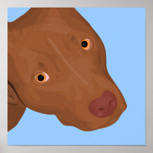 A Cute Pit Bull Portrait Popping Out Poster
