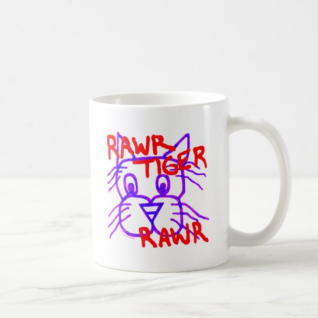 A Cute Rawr Tiger Rawr Cartoon Cat Coffee Mug (Right)