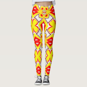 A cute red yellow white "Ratti_Creative_Arts Leggings