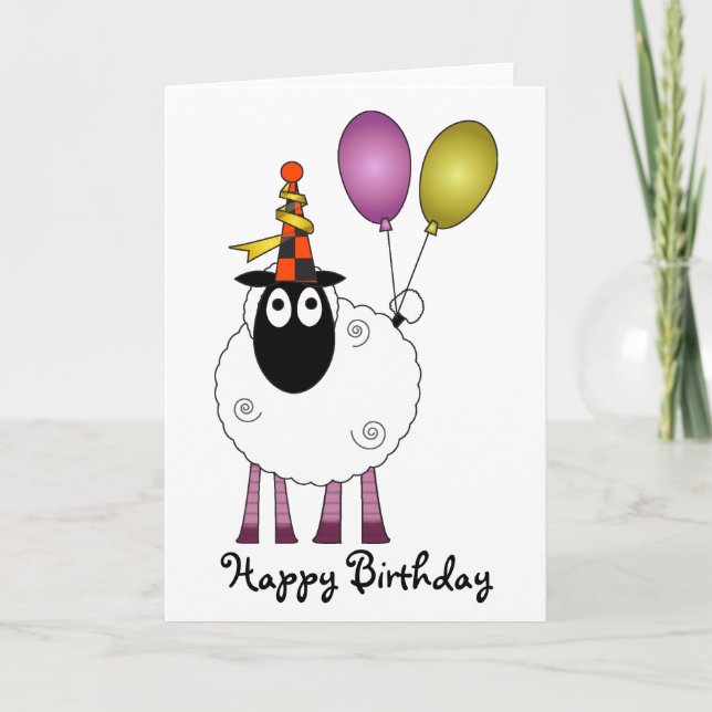 A cute sheep at party time. card (Front)