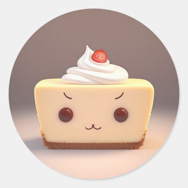 A Cute Slice of Cheesecake Classic Round Sticker (Front)