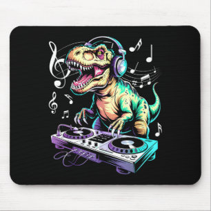 A Cute T-rex Playing Electronic Music Funny Dj Din Mouse Mat