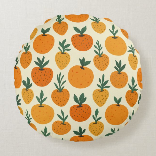 A cute tangerine round cushion (Front)