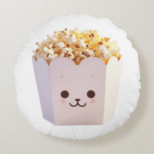 A Cute Tub of Popcorn Round Cushion