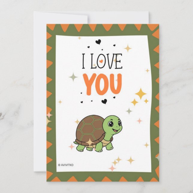 A cute turtle love you card for a loved one. (Front)