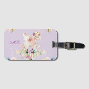 A cute unicorn with your name on it luggage tag
