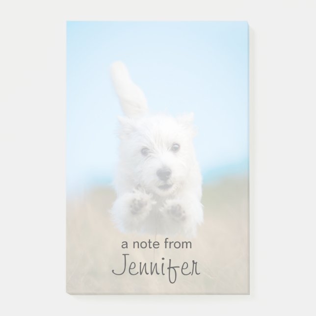 A Cute West Highland Terrier Puppy Running Post-it Notes (Front)