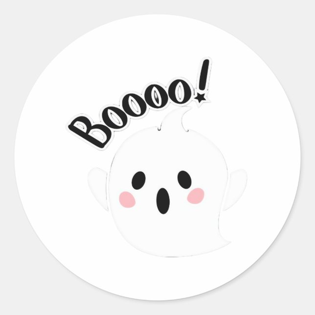 A Cute White Boo Creative Casual Classic Round Sticker (Front)