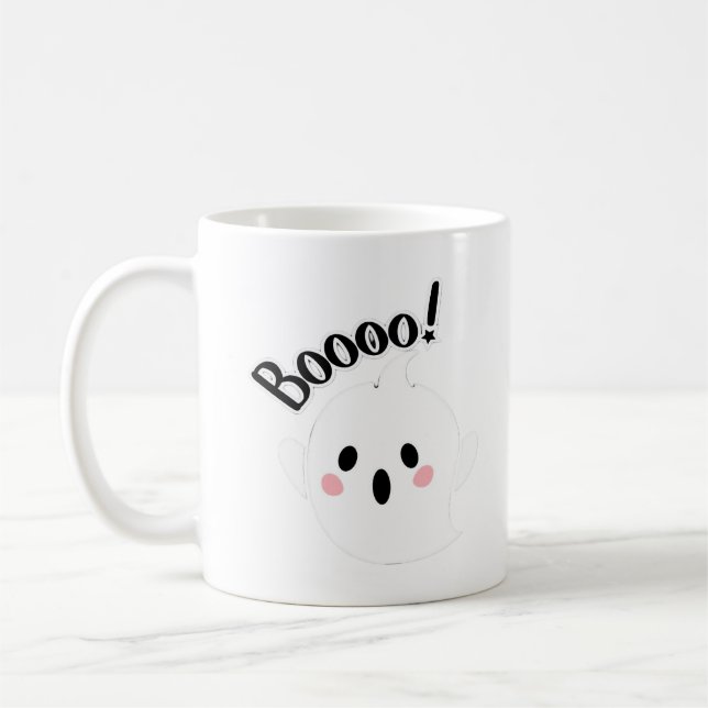 A Cute White Boo Creative Casual Coffee Mug (Left)