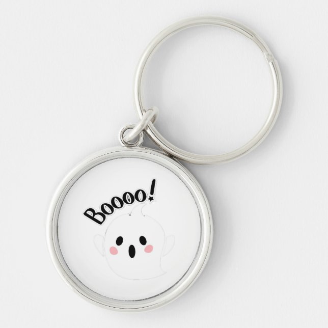 A Cute White Boo Creative Casual Key Ring (Front)