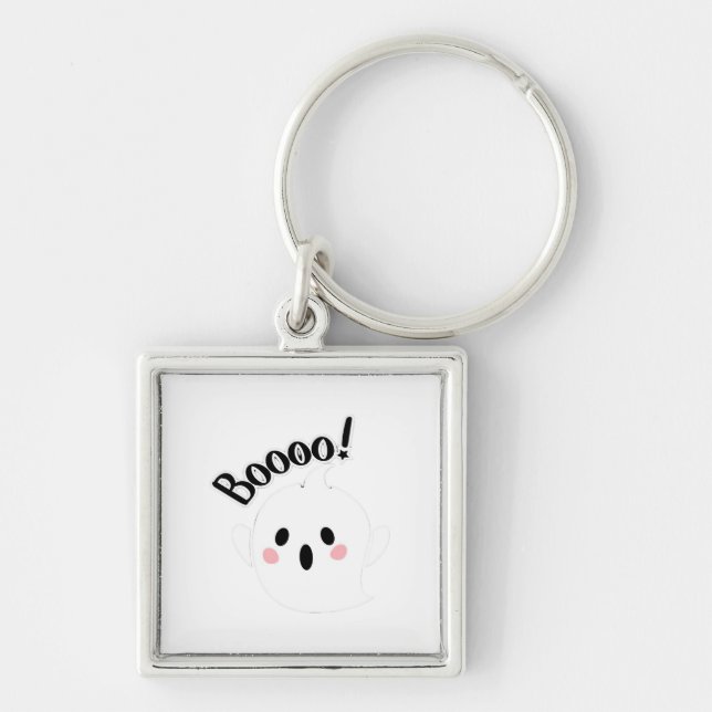A Cute White Boo Creative Casual Key Ring (Front)