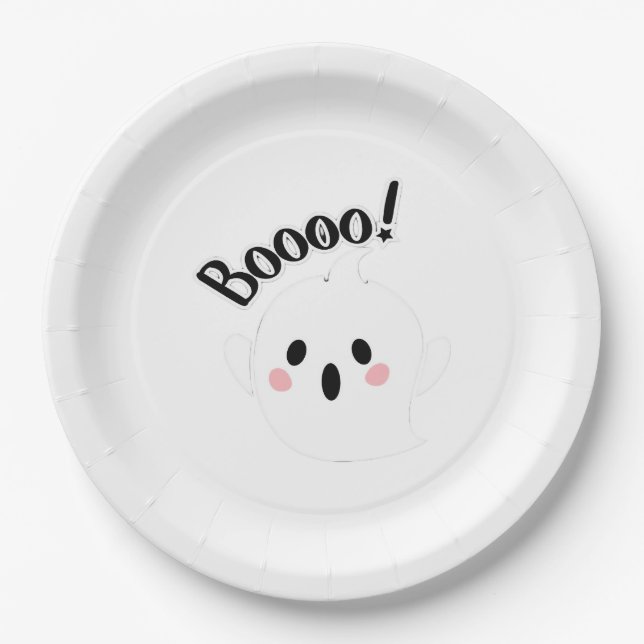 A Cute White Boo Creative Casual Paper Plate (Front)
