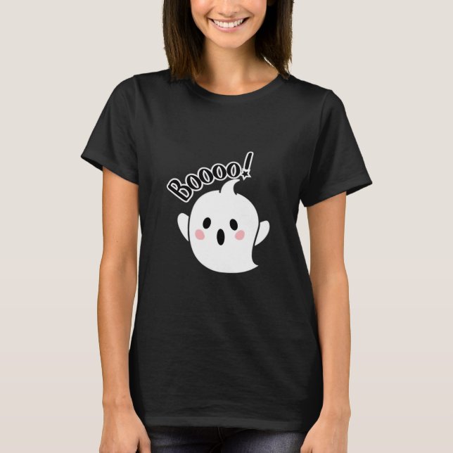 A Cute White Boo Creative Casual T-Shirt (Front)