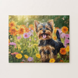 A cute Yorkie, Yorkshire terrier puppy, cute dog Jigsaw Puzzle