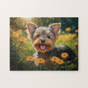 A cute Yorkie, Yorkshire terrier puppy, cute dog Jigsaw Puzzle