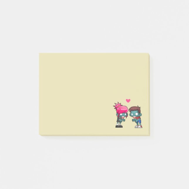 A Cute Zombie Couple Illustration Post-it Notes (Front)