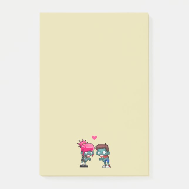 A Cute Zombie Couple in Love Illustration Post-it Notes (Front)