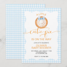 A Cutie Pie blue plaid pumpkin pie baby shower