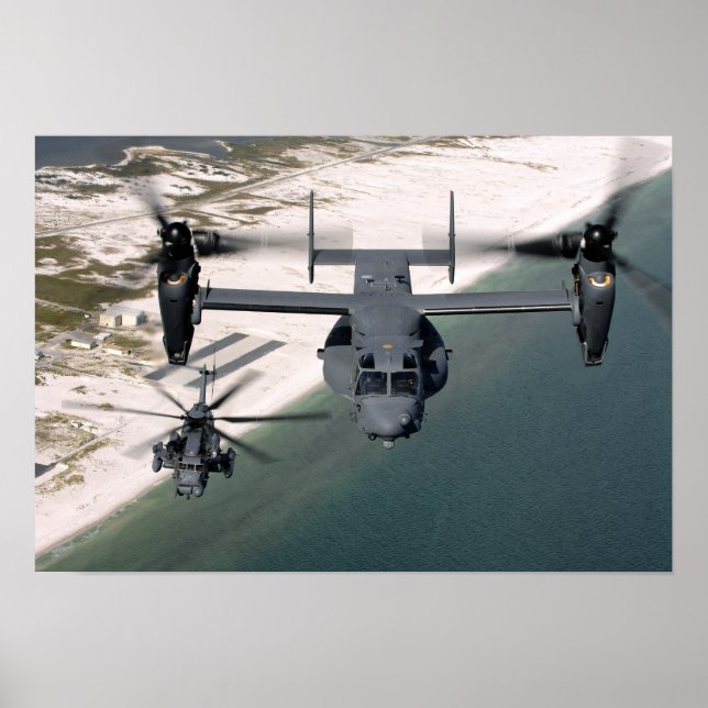 A CV-22 Osprey and an MH-53 Pave Low Poster (Front)