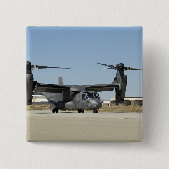 A CV-22 Osprey prepares for take-off 15 Cm Square Badge (Front)