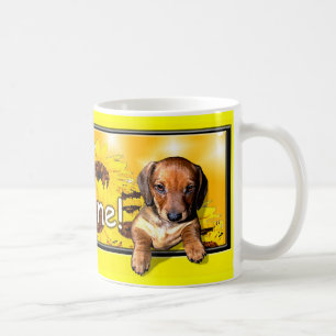 A Dachshund Mug with a big "mornin sunshine"