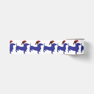 A Dachshund wearing a Santa Claus Hat Grosgrain Ribbon