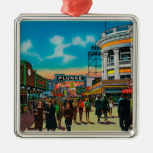 A daily scene on the Pike, Long Beach Metal Tree Decoration