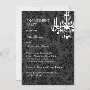 A Damask Victorian Engagement Party Invitation