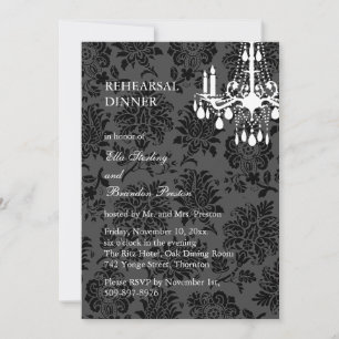 A Damask Victorian Rehearsal Dinner Invitation