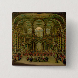 A Dance in a Baroque Rococo Palace 15 Cm Square Badge