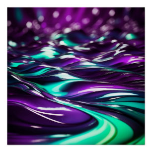 A Dance of Cosmic Purples and Greens Poster