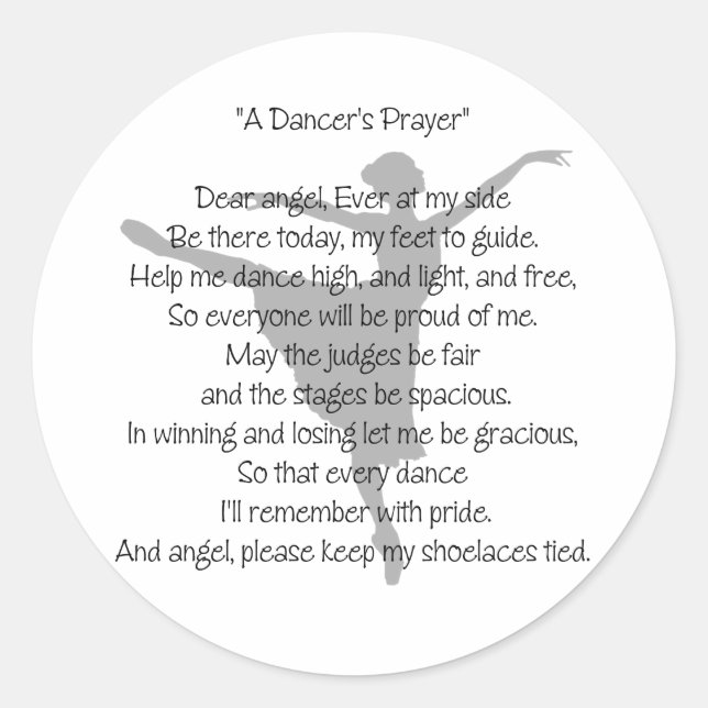 A Dancer's Prayer Classic Round Sticker (Front)