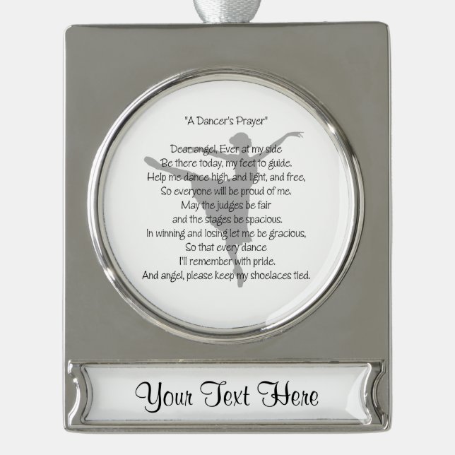 A Dancer's Prayer Dance Silver Plated Banner Ornament (Front)