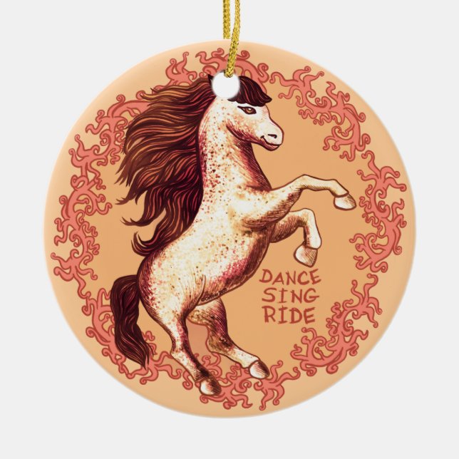 A Dancing Horse Ceramic Tree Decoration (Front)