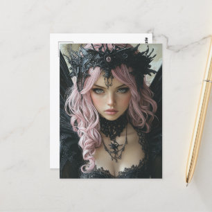 A dark angel Woman with Pastel Hair Postcard