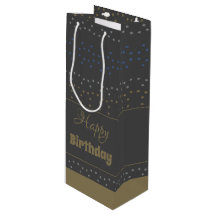 A Dark Grey Wine Gift Bag With Stars For Birthday