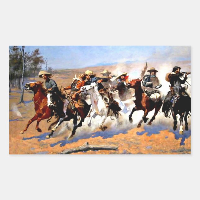 A Dash for the Timber by  Frederick Remington Rectangular Sticker (Front)