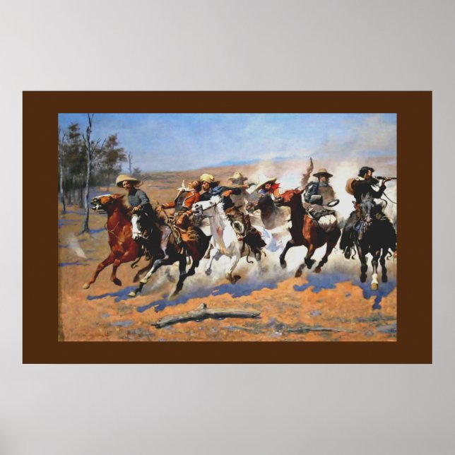 A Dash for the Timber by Remington, Poster (Front)