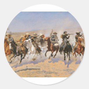 A Dash For Timber By Frederick Remington Classic Round Sticker