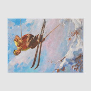 A Dashing Skier by Endre Hollos Tissue Paper
